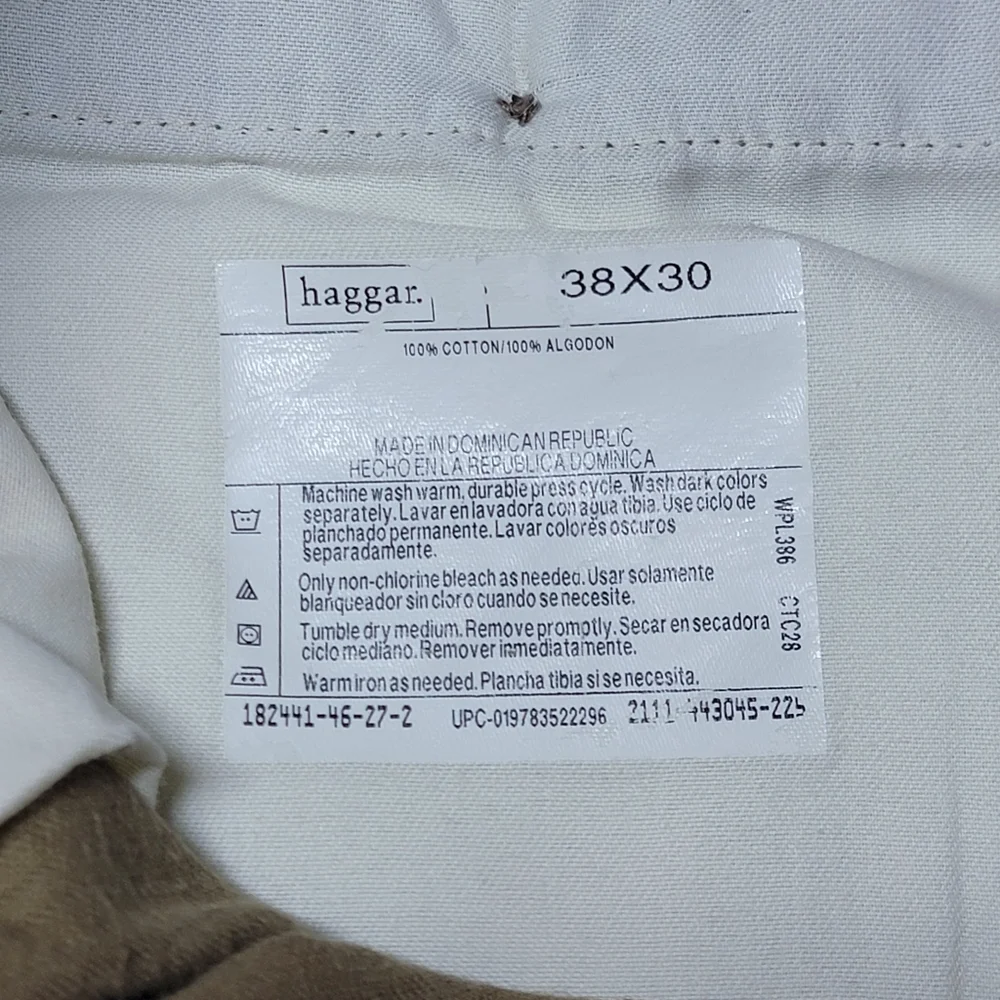 Haggar Corduroy Pleated Straight Leg Pants Mens Size 38‎ (38x30) Brown